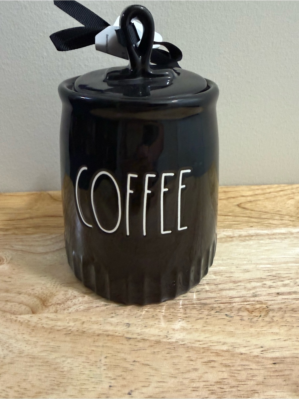 Rae Dunn Black Ceramic COFFEE Canister with Lid